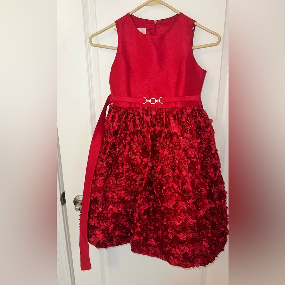 American Princess Red Textured Kids Dress
